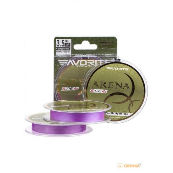 Shnur Favorite Arena PE of 4x 150 m (purple) #0.3/0.09mm 6.5lb/3kg (16931098) Shnur Favorite Arena PE of 4x 150 m (purple) #0.3/0.09mm 6.5lb/3kg (16931098)