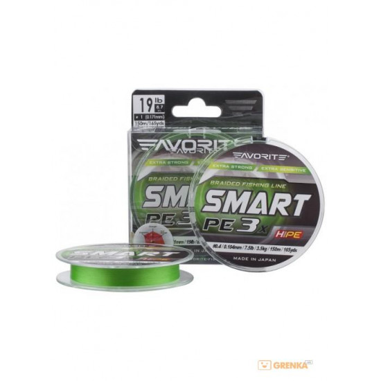 Shnur Favorite Smart PE of 3x 150 m (green) #0.5/0.117mm 9lb/4.1kg (16931065) Shnur Favorite Smart PE of 3x 150 m (green) #0.5/0.117mm 9lb/4.1kg (16931065)