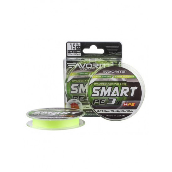 Шнур Favorite Smart PE 3x 150м (желтый флуоресцентный) #1.2/0.187mm 20lb/9.5kg (16931059) Шнур Favorite Smart PE 3x 150м (желтый флуоресцентный) #1.2/0.187mm 20lb/9.5kg (16931059)