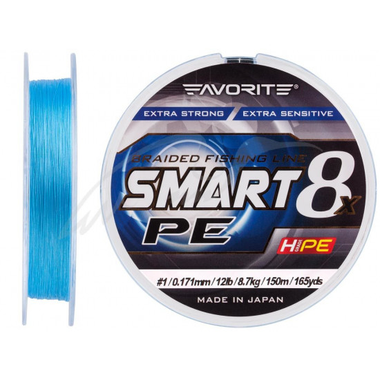 Shnur Favorite Smart PE of 8x 150 m (blue) #1.0/0.171mm 12lb/8.7kg (16931073) Shnur Favorite Smart PE of 8x 150 m (blue) #1.0/0.171mm 12lb/8.7kg (16931073)