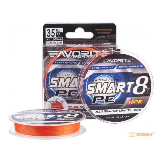 Шнур Favorite Smart PE 8x 150м (червоно-оранжевий) #0.6/0.132mm 9lb/5.4kg (16931080) Шнур Favorite Smart PE 8x 150м (червоно-оранжевий) #0.6/0.132mm 9lb/5.4kg (16931080)