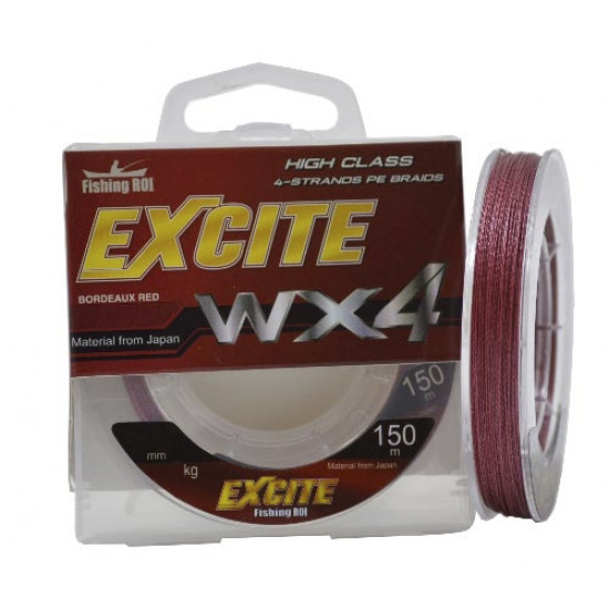 Шнур Fishing ROI Excite WX4 150m 0,14mm (bordeaux red) Шнур Fishing ROI Excite WX4 150m 0,14mm (bordeaux red)