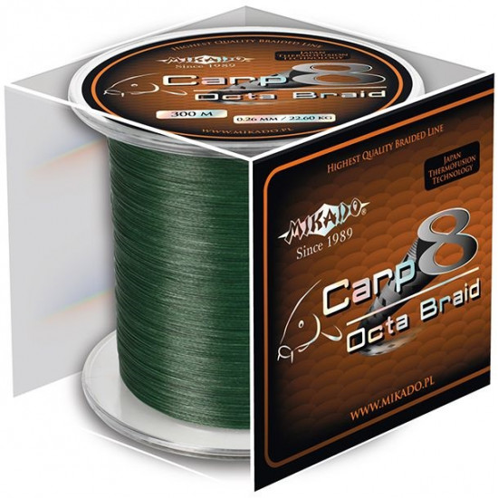 Шнур Mikado Carp 8 Octa Braid 0,20 мм, зеленый (Z31G-020) Шнур Mikado Carp 8 Octa Braid 0,20 мм, зеленый (Z31G-020)