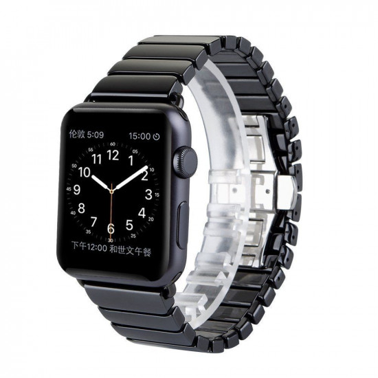 Ceramic strap STR 1-Bead Ceramic Band for Apple Watch 38/40/41 mm (Series SE/7/6/5/4/3/2/1) - Black Ceramic strap STR 1-Bead Ceramic Band for Apple Watch 38/40/41 mm (Series SE/7/6/5/4/3/2/1) - Black