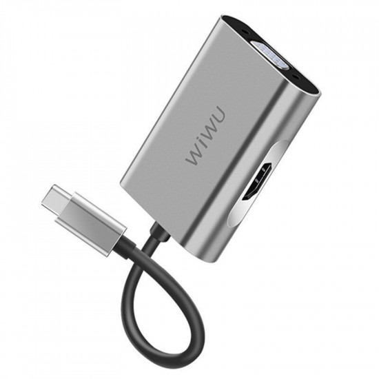 Adapter WIWU Alpha A20VH 2 in 1 (1xHDMI/1xVGA) - Gray Adapter WIWU Alpha A20VH 2 in 1 (1xHDMI/1xVGA) - Gray