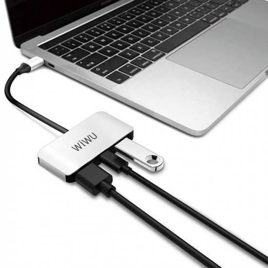 Adapter WIWU Alpha C2H (1xUSB3.0/1xType-C/1xHDMI) - Gray Adapter WIWU Alpha C2H (1xUSB3.0/1xType-C/1xHDMI) - Gray