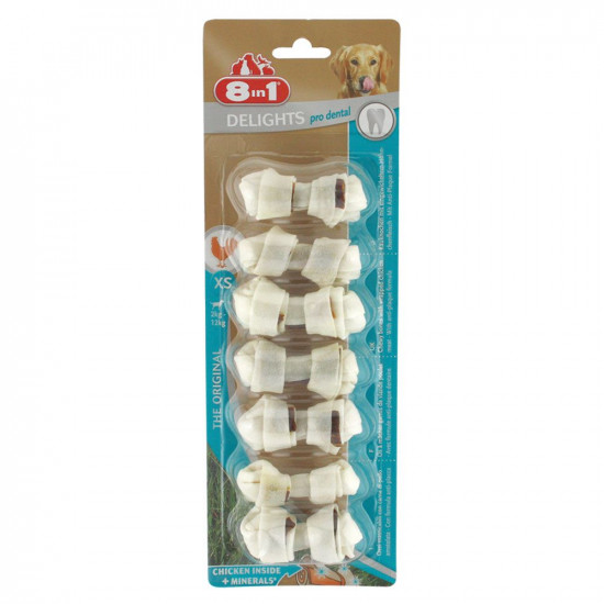8in1 Delights Pro Dental XS Кость для чистки зубов с сыромятной кожи и куриного мяса 8in1 Delights Pro Dental XS Кость для чистки зубов с сыромятной кожи и куриного мяса