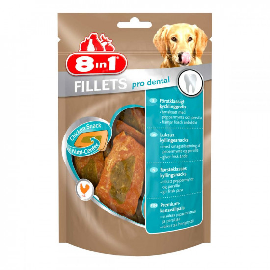 8in1 Fillets Pro Dental Dog Treats Chicken fillet with mint and parsley for fresh breath 8in1 Fillets Pro Dental Dog Treats Chicken fillet with mint and parsley for fresh breath