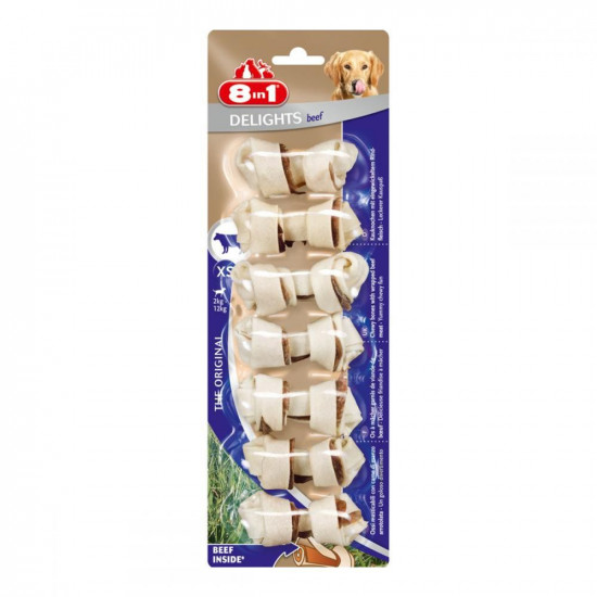 8in1 Delights Dental beef XS Bone for cleaning teeth in dogs with beef (pack of 7) 8in1 Delights Dental beef XS Bone for cleaning teeth in dogs with beef (pack of 7)