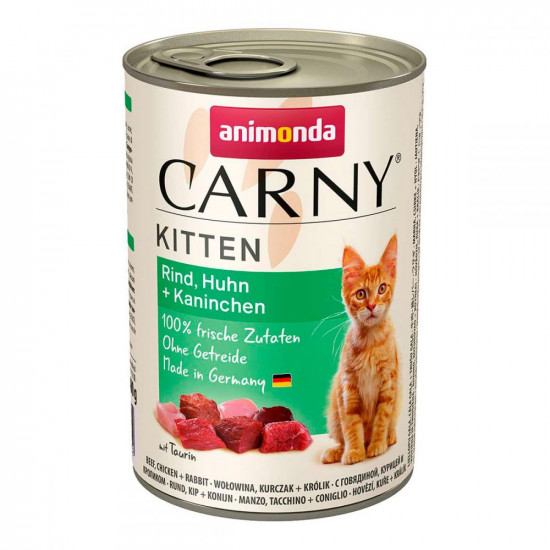 Animonda Carny Kitten mit Rind, Huhn+Kaninchen Консерви для кошенят з яловичиною, куркою та кроликом Animonda Carny Kitten mit Rind, Huhn+Kaninchen Консерви для кошенят з яловичиною, куркою та кроликом
