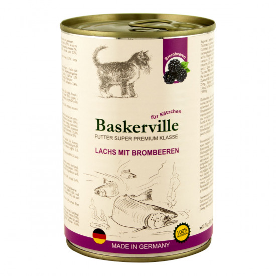 Baskerville Super Premium Kitten Консерви для кошенят лосось з ожиною Baskerville Super Premium Kitten Консерви для кошенят лосось з ожиною