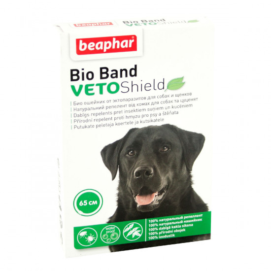 Beaphar Bio Band Veto Shield Біо нашийник для собак та цуценят від бліх, кліщів та комарів (65 см) Beaphar Bio Band Veto Shield Біо нашийник для собак та цуценят від бліх, кліщів та комарів (65 см)