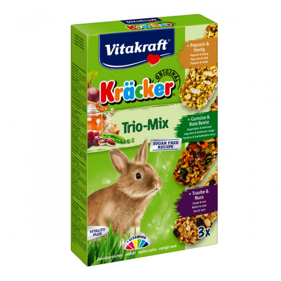 Vitakraft Kracker Trio Mix 3in1 Rabbit Treats with Vegetable Nuts and Popcorn Vitakraft Kracker Trio Mix 3in1 Rabbit Treats with Vegetable Nuts and Popcorn